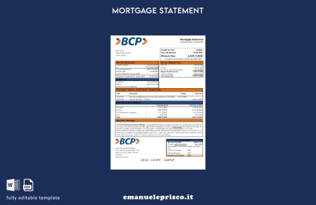 stile verificato Modello di estratto conto del mutuo bancario del Banco de Credi